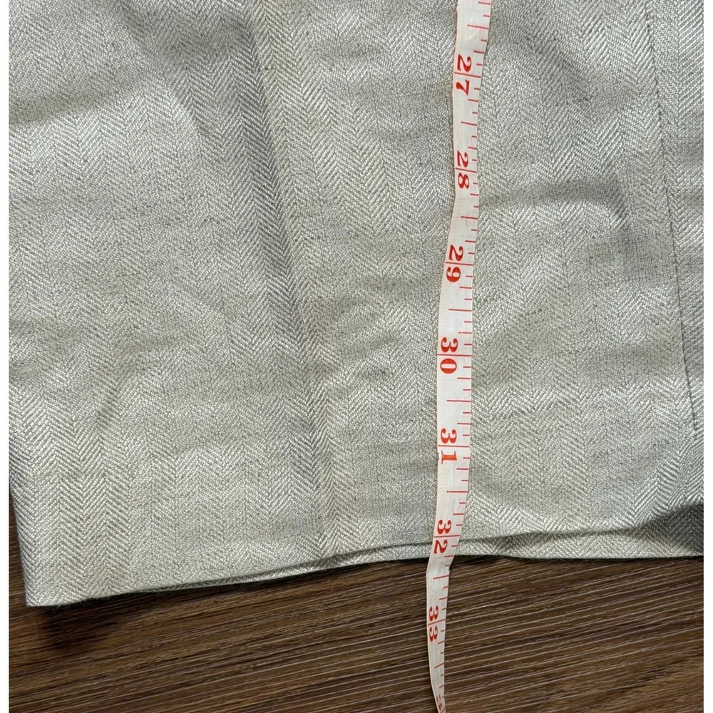 Cubavera Men's Linen Blend Flat Front Herringbone Pants Beige Sz 36x32 NWT